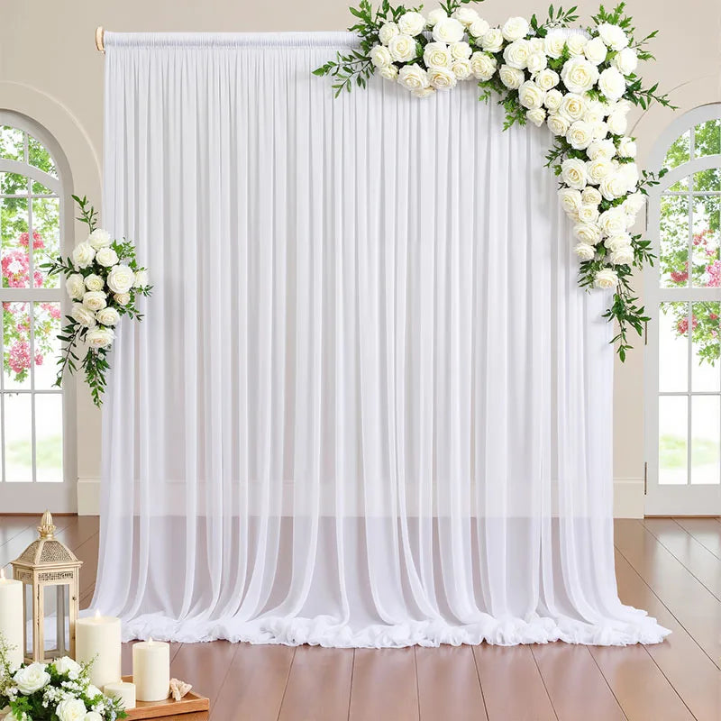 rideau tulle transparent blanc plissé élégant romantique mariage festivité tringle