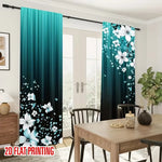 rideau moderne fleurs blanches turquoise noir polyester chambre salon 60x150cm 75x166cm 105x230cm 130x210cm