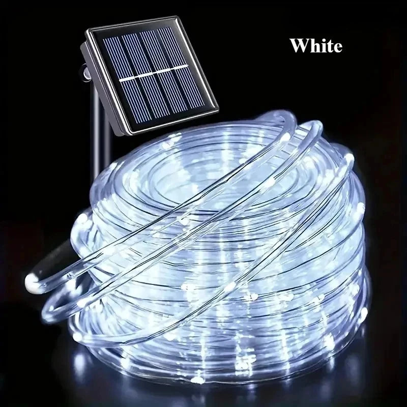 guirlande lumineuse led solaire multicolore moderne filament extérieure autoinstallation piquet 100leds 12mètres