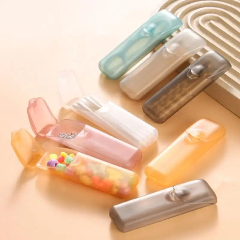 boîte rangement moderne transparente brosse pince cuillère dentifrice voyage cuisine restaurant orange rose blanc
