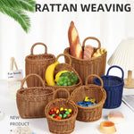 paniers rangement rotin marron tissage traditionnel rustique poignées organisation fruits légumes fleurs