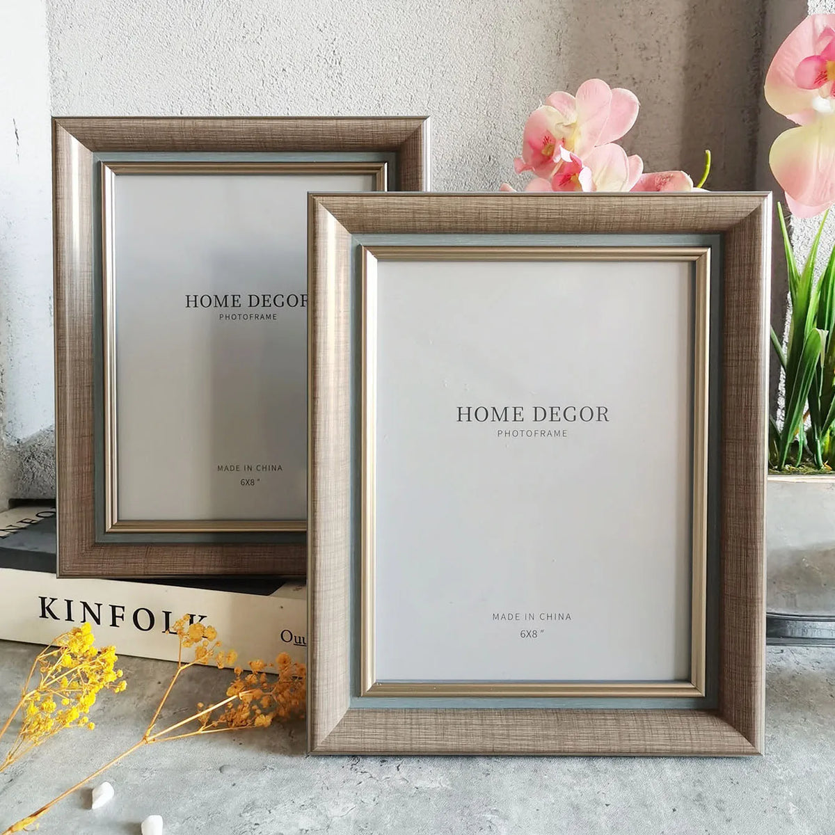 cadre photo 10x15cm 15x20cm 20x25cm beige gris clair doré classique mur table decoration