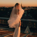 voile mariée deux couches tulle blanc classique élégant prom mariage demoiselle d'honneur romantique original