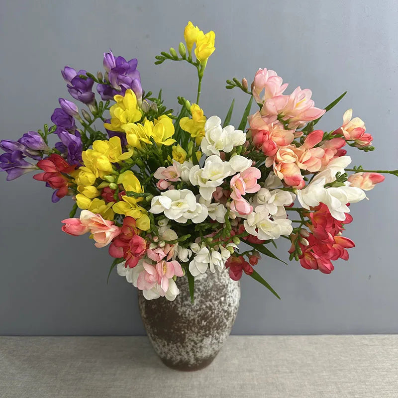 bouquet orchidées soie violet jaune rose blanc decoration mariage anniversaire intérieur naturel simple