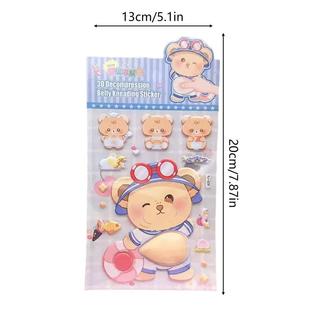stickers 3d animés personnages mignons ours panda lapin gâteaux fruits rose beige bleu orange