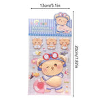 stickers 3d animés personnages mignons ours panda lapin gâteaux fruits rose beige bleu orange