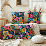 taies d'oreiller motif floral multicolore moderne housse coussin polyester peacheskin zipper 40x40cm 45x45cm 50x50cm
