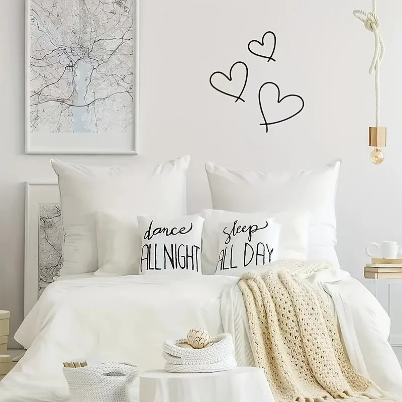 coeurs métal noir décoration murale minimaliste 9cm 12cm 15cm decoration amour saint valentin chambre