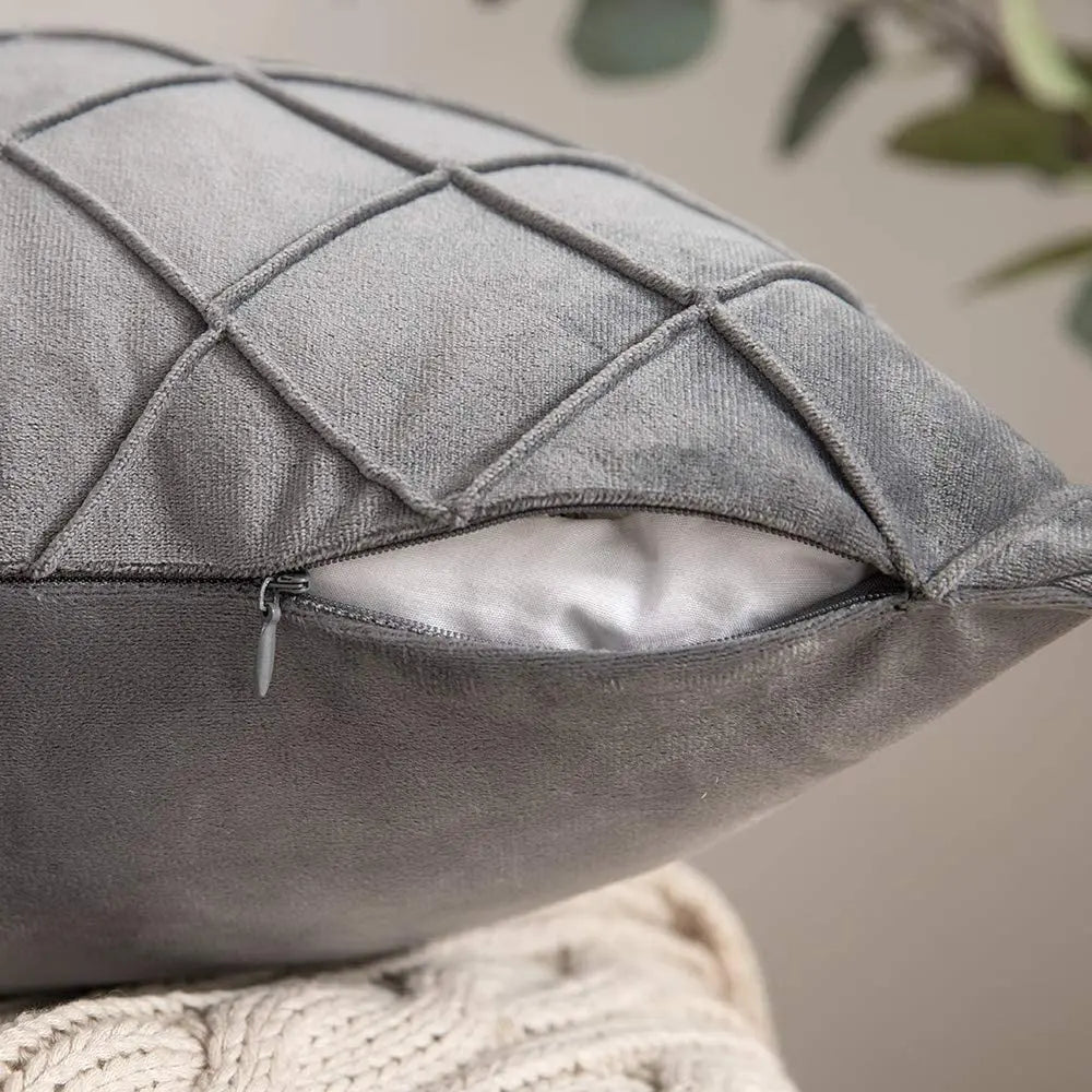 housses coussins carreaux gris foncé 30x50cm 45x45cm 50x50cm décoration maison sofa contemporain