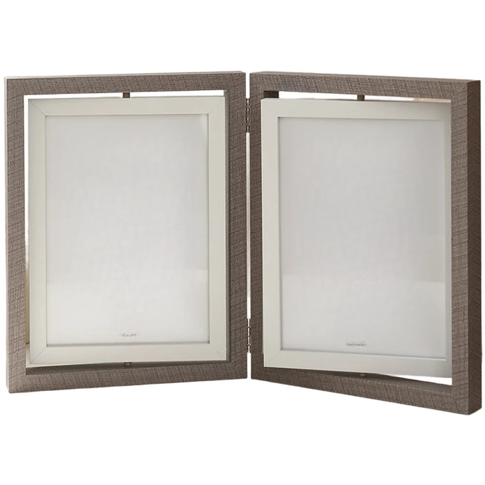 double cadre photo flottant rotation 360 bois texture moderne opaque transparentversible