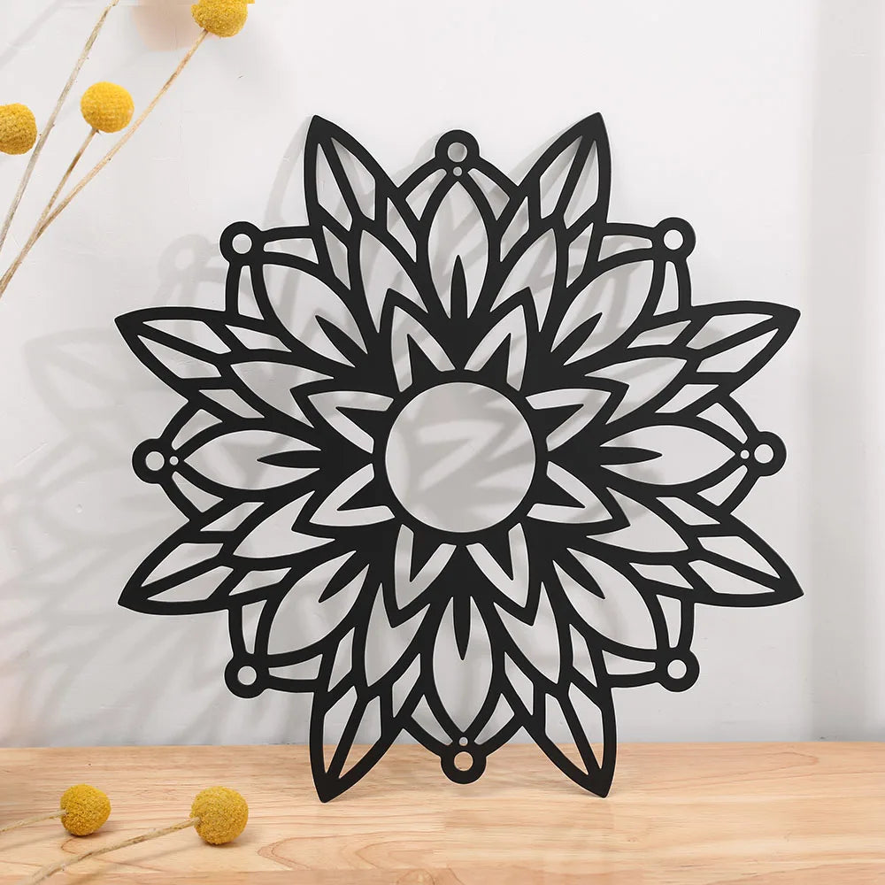 décoration murale plaque noire fleurs géométriques moderne minimalisteintérieur chambre