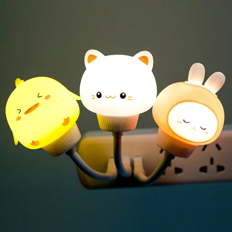 veilleuse animaux mignons moderne lampe chevet usb led ours canard chaton