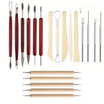 outils modelage argile polymère bois naturel noir jaune sculpture céramique poterie artisanat moulage cuisson