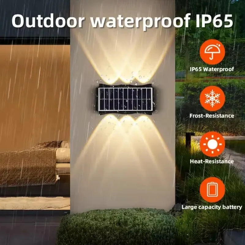 lampes murales solaires extérieures modernes led ip65 imperméables 6lumieres rgb blanc jaune