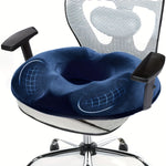 coussin soutien coccygien mousse mémoire forme polyester bleu foncé confortable ergonomique texture douce portable