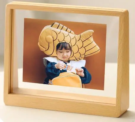 cadre photo moderne transparent double face bois naturel couleurs vives illustrations personnes