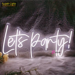 néon lumineux blanc let's party moderne câble électrique 70x35cm minimalisteOpaque