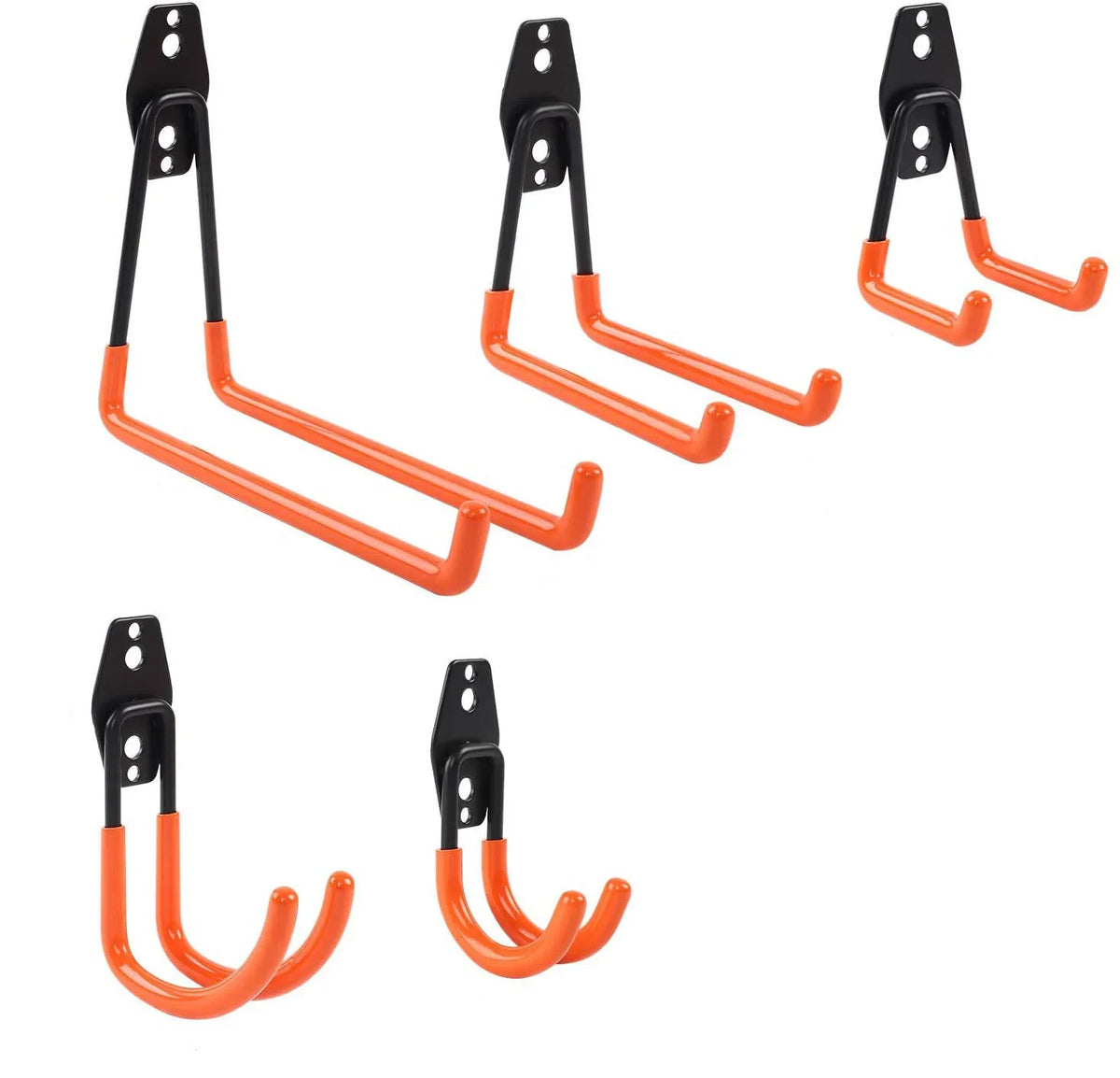 crochets murals robustes garage noir orange modernes utilisation multiple fixations fonctionnels