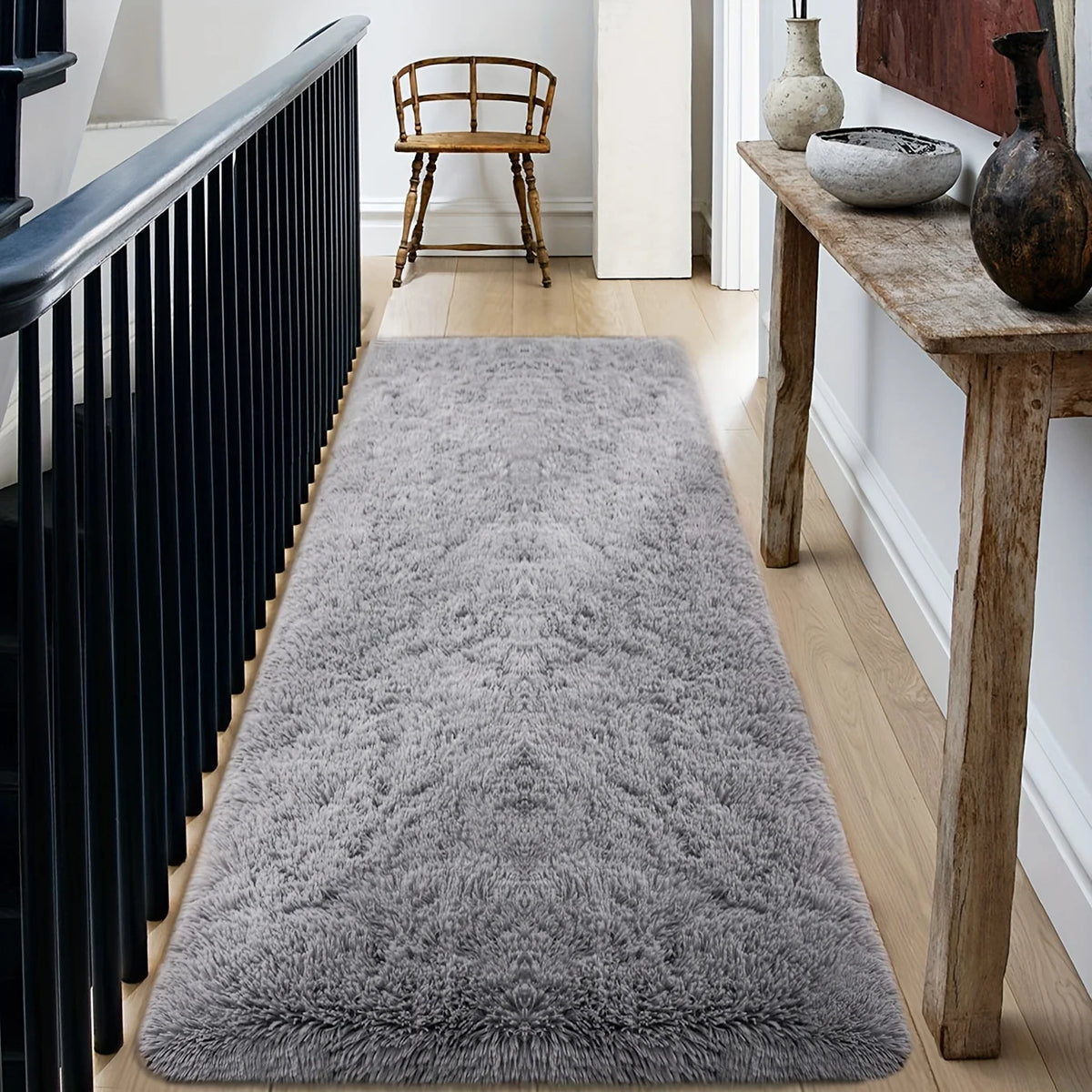 tapis doux uni polyester antidérapant résistant décoloration confortable gris blanc vert bleu moderne