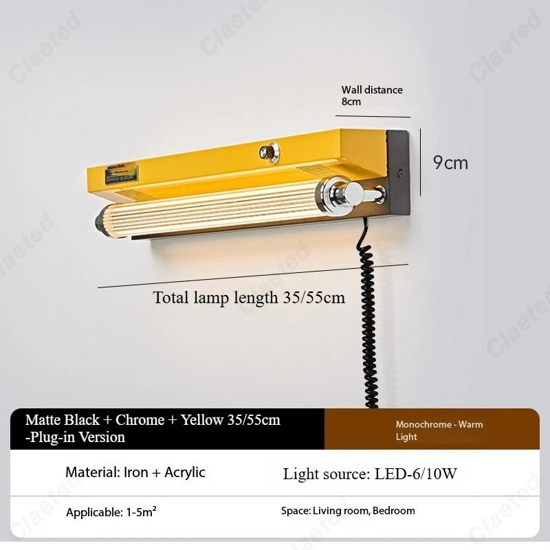 lampe murale industrielle rétro fer réglable jaune rouge noir argenté