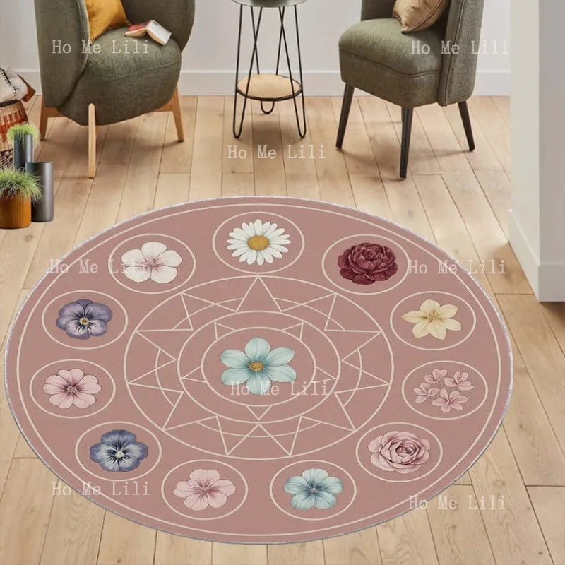 tapis rond fleurs colorées moderne tapis flanelle usage intérieur extérieur
