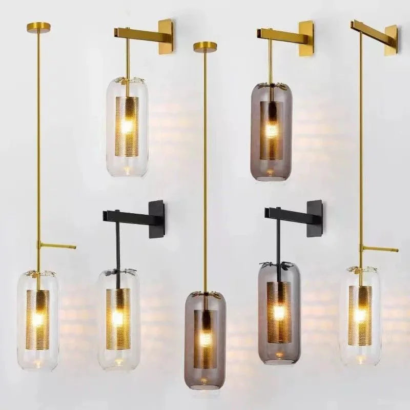 lampe murale moderne or transparent texture nid d'abeille éclairage chambre cuisine salle manger entree