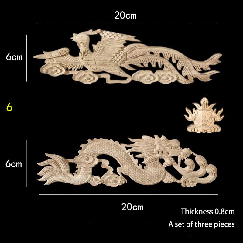sculpture bois dragon relief artisanal traditionnel ornement fleur détails vintage décoration intérieure noël beigeclair