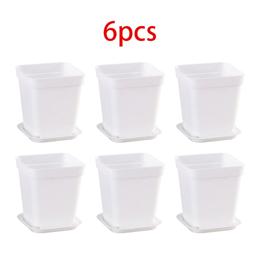 pots fleurs carrés multicolores plastique violet bleu jaune vert moderne adhésif 7cm 8cm 5cm