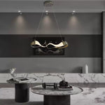 suspension lumineuse moderne blanc doré noir ondulé mat salon chambre