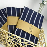 serviettes table coton bleu marine rayées classiques absorption rapide dimension 40x60cm