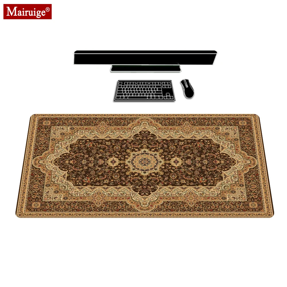 tapis souris ornements floraux classique marron beige adhésif gaming 2mm 3mm 4mm 5mm