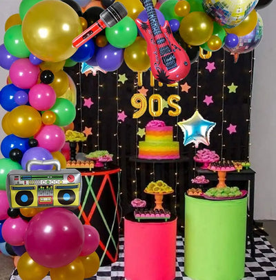 Ballons latex années 80-90 pour décoration anniversaire rétro