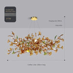 suspension lumineuse moderne feuilles vertes blanches dorées naturelle chambre salon decoration