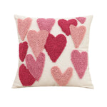 housse coussin brodée velours coton motif cœur relief rose décoration maison valentin 45x45cm