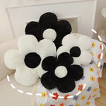 coussin fleurs stylisées blanc noir velours moderne coton polyester siège décoration maison anti décubitus