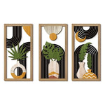 panneaux decoratifs bois clair geometrie feuilles palmier boheme moderne minimalist arcs formes abstraites