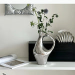 vase céramique moderne noir blanc argenté minimaliste sculpture décoration table opaque floral