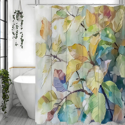 Image illustrant un rideau de douche au design floral, conçu principalement en teintes pastel. Le rideau, qui est le point central de l'image, présente des motifs de fleurs délicates ajoutant une touche de couleur et de fraîcheur à l'intérieur de la salle de bain. Ce rideau de douche floral non seulement assure la fonctionnalité, mais aussi améliore l'esthétique de l'espace avec son design charmant.