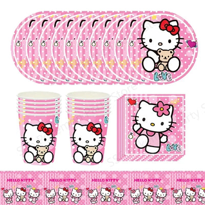 Ensemble vaisselle jetable Hello Kitty multicolore