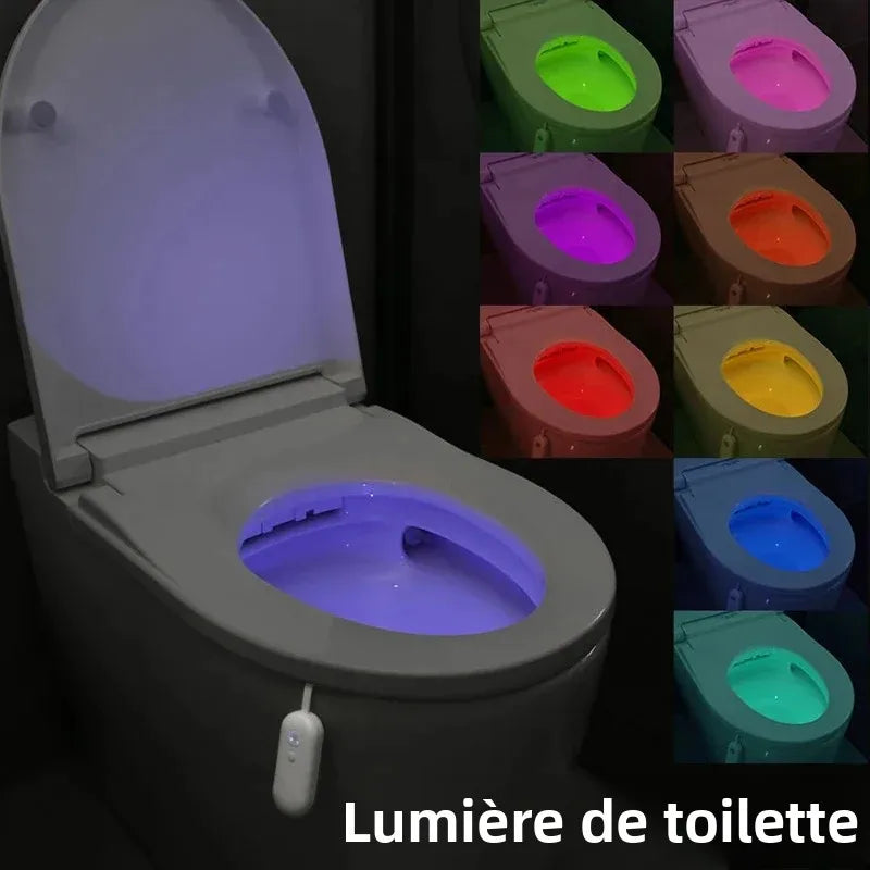 lampe toilette led veilleuse adhésive détection mouvement changement couleurs usb moderne blanc