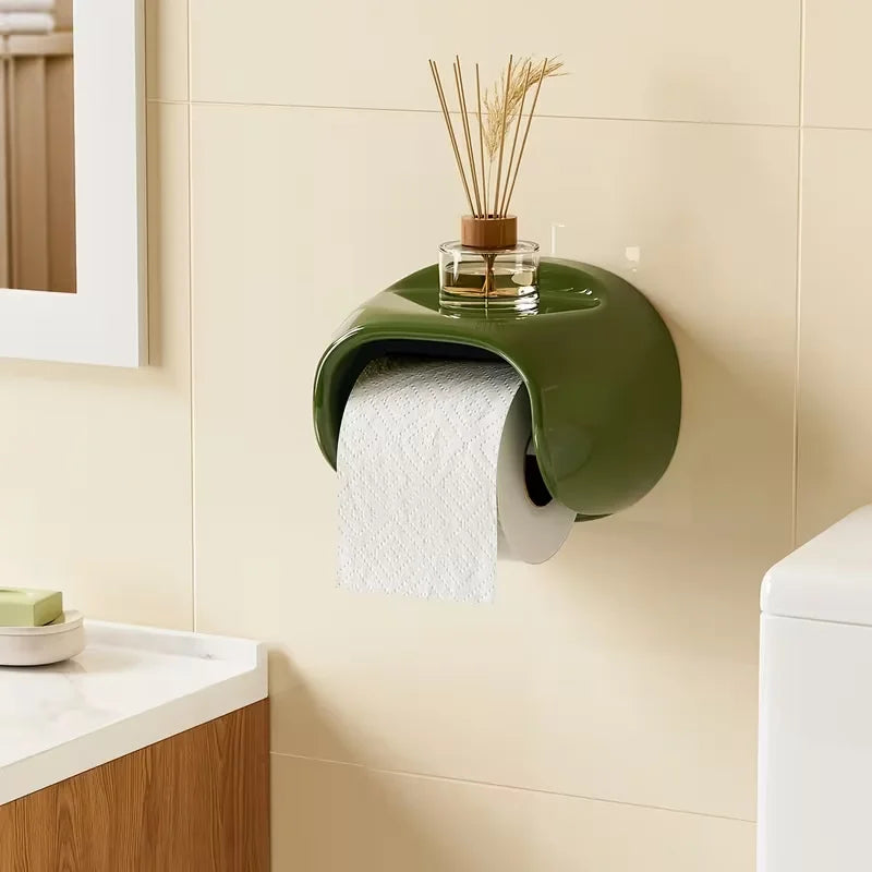 distributeur papier toilette mural adhésif vert olive rouge moderne salle bain conteneur décoratif bois