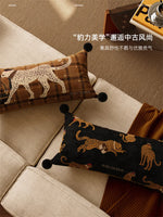 coussin carré léopard velours beige moderne décoration intérieure 45x45cm 55x55cm