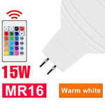 ampoule led rgbw 15w e27 gu10 e14 blanc plissé moderne télécommande 24touches chambre 2700k