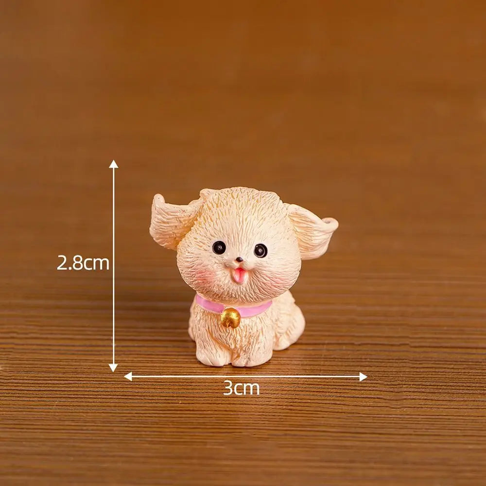 ornement jardin chien figurine résine mignonne cartoon blanc gris Jaune