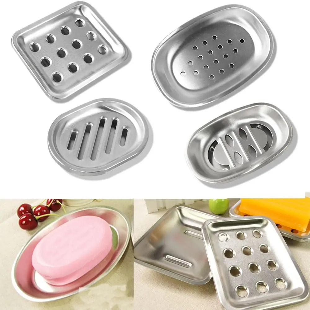 support savon argenté moderne perforations salle bains évier inoxydable contenant savon