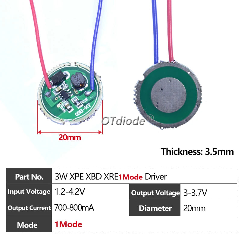 circuit intégré led 3w 5w 10w vert bleu noir 17mm 20mm 22mm 1mode 5modes