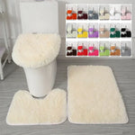 ensemble tapis salle bain pièces beige clair peluche douce antidérapant moderne absorbant