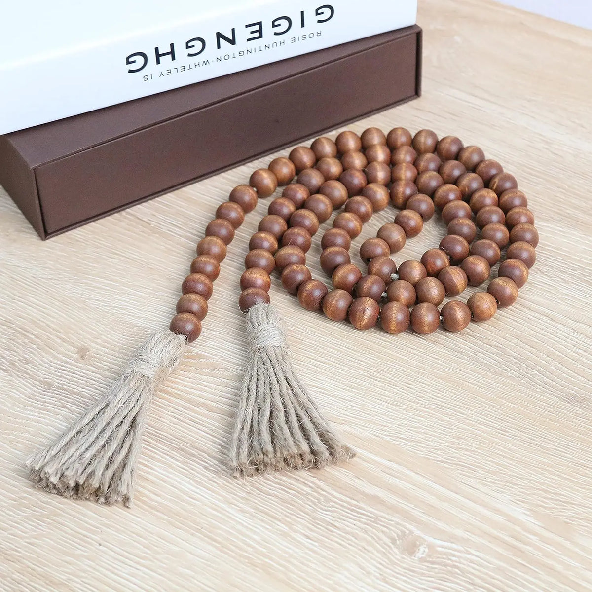 bracelet boho chic rondes tassel corde naturelle gris clair marron foncé