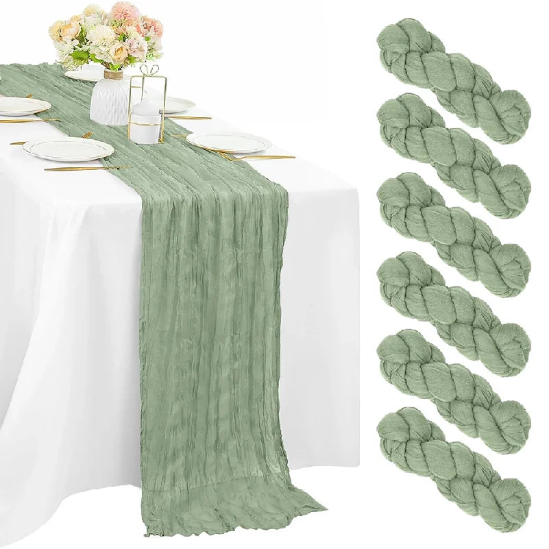 ruban table vert bleu rose crêpe texture froissée décoration mariage baby shower anniversaire bohème