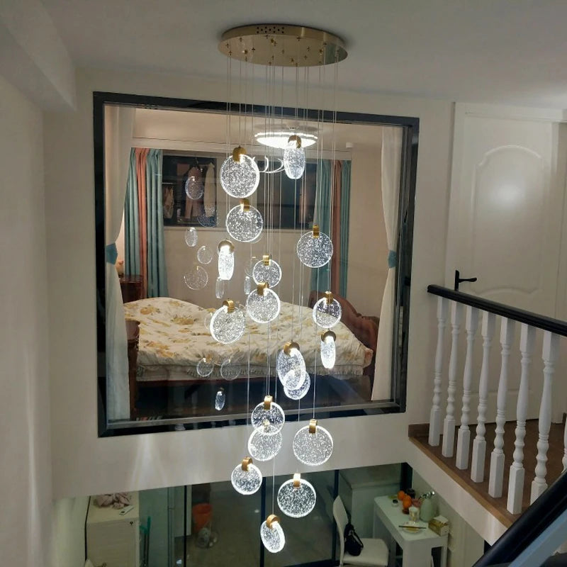 suspension lumineuse moderne cristal transparent dorées salon restaurant chambre principal